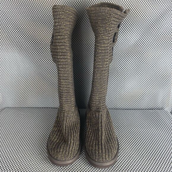 UGG Classic Cardy II Knit Sweater Boot Womens Size 8 Brown Sheepskin Lining - Picture 5 of 12